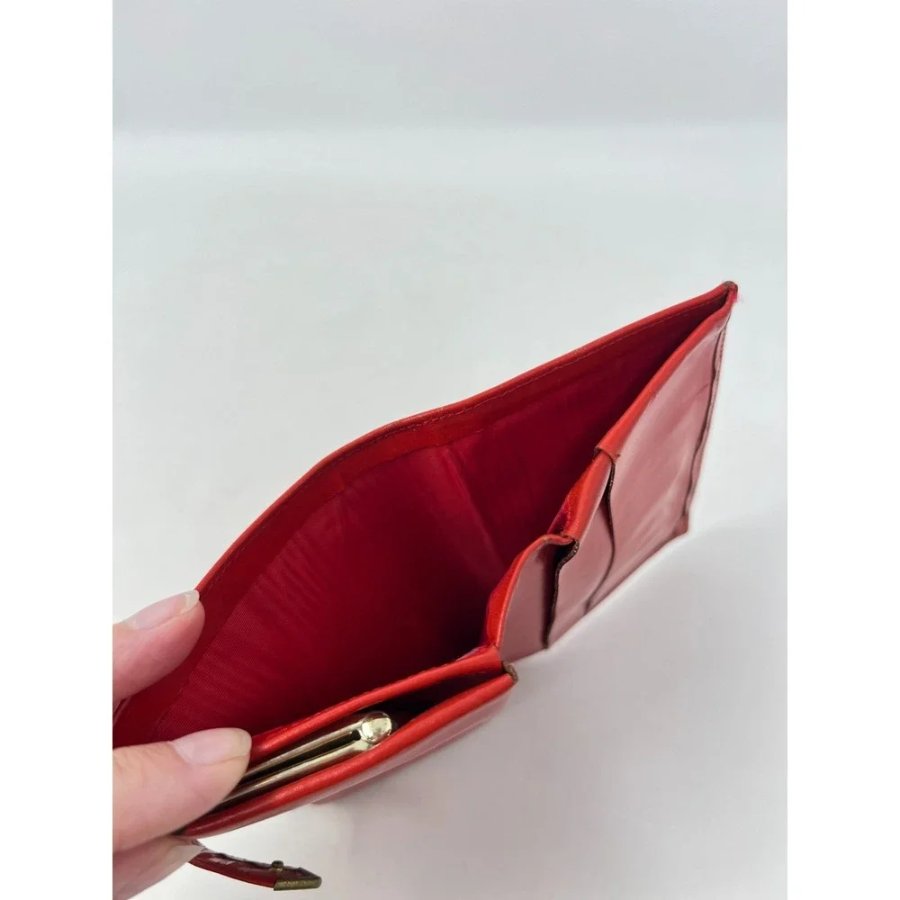 Vintage Rolfs Red Leather Wallet Coin Purse With Kiss Lock